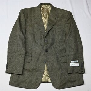 NEW Robert Stock 44R Gold Herringbone Lambswool Tweed Blazer Sport‎ Jacket Coat